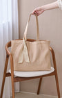 soft striped ribbon wide tote〈7月中旬〜7月下旬発送予定〉