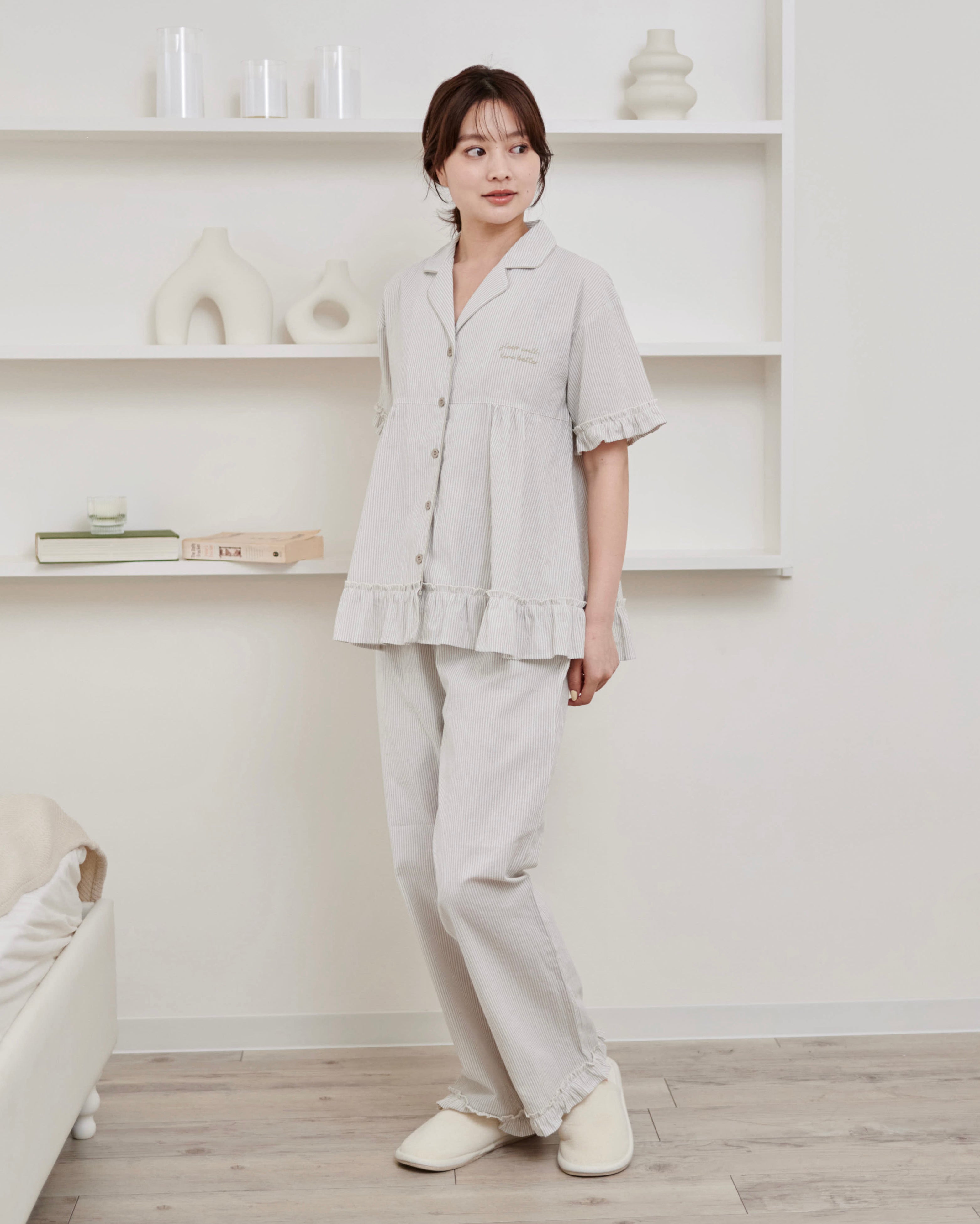 striped cotton pajamas〈8月下旬〜9月上旬お届け〉