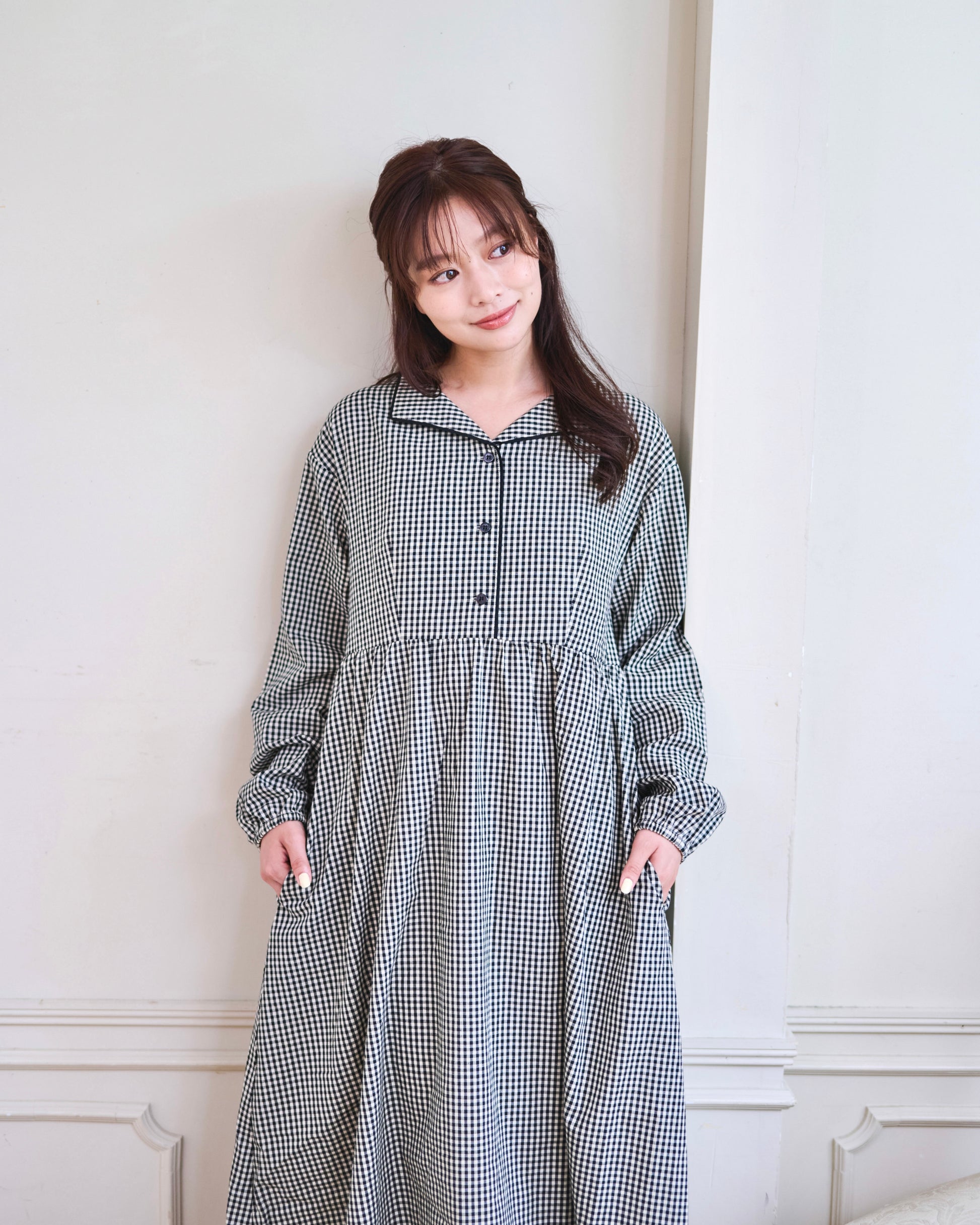 check shirt one piece〈11月中旬〜11月下旬お届け〉
