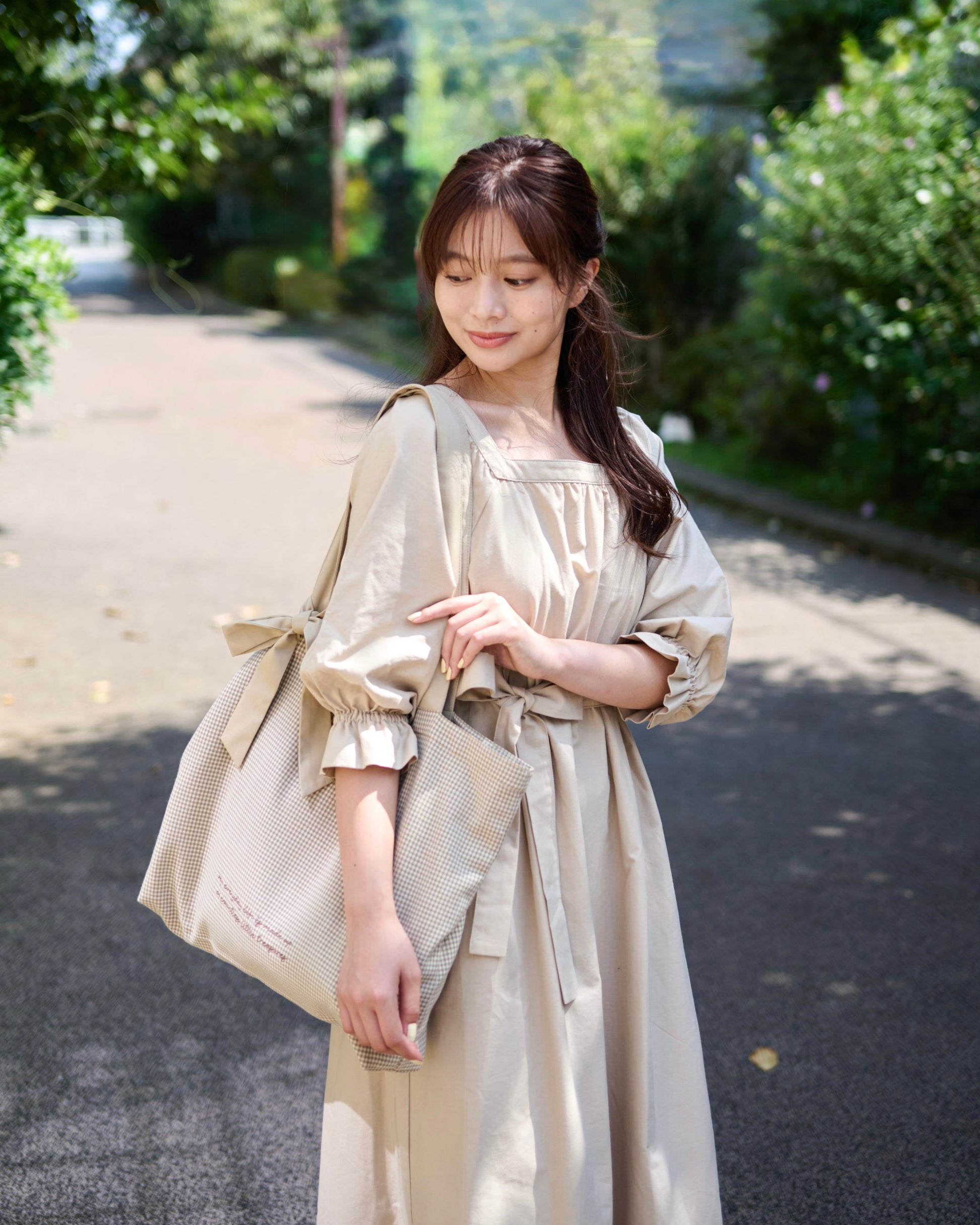 checked fabric wide tote bag〈12月上旬〜12月中旬お届け〉