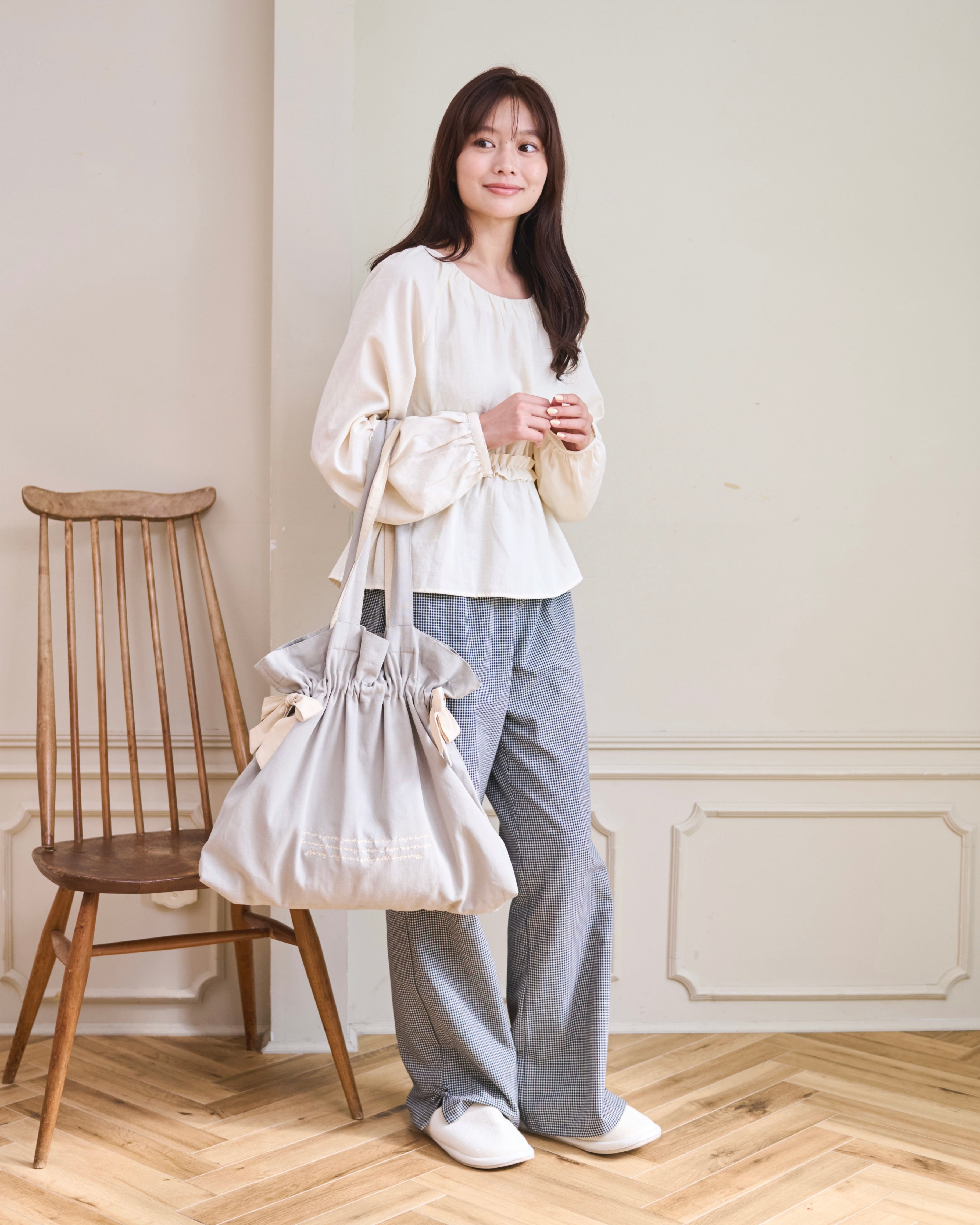 ribbon drawstring tote bag | &emuu(アンドエミュー)official通販サイト