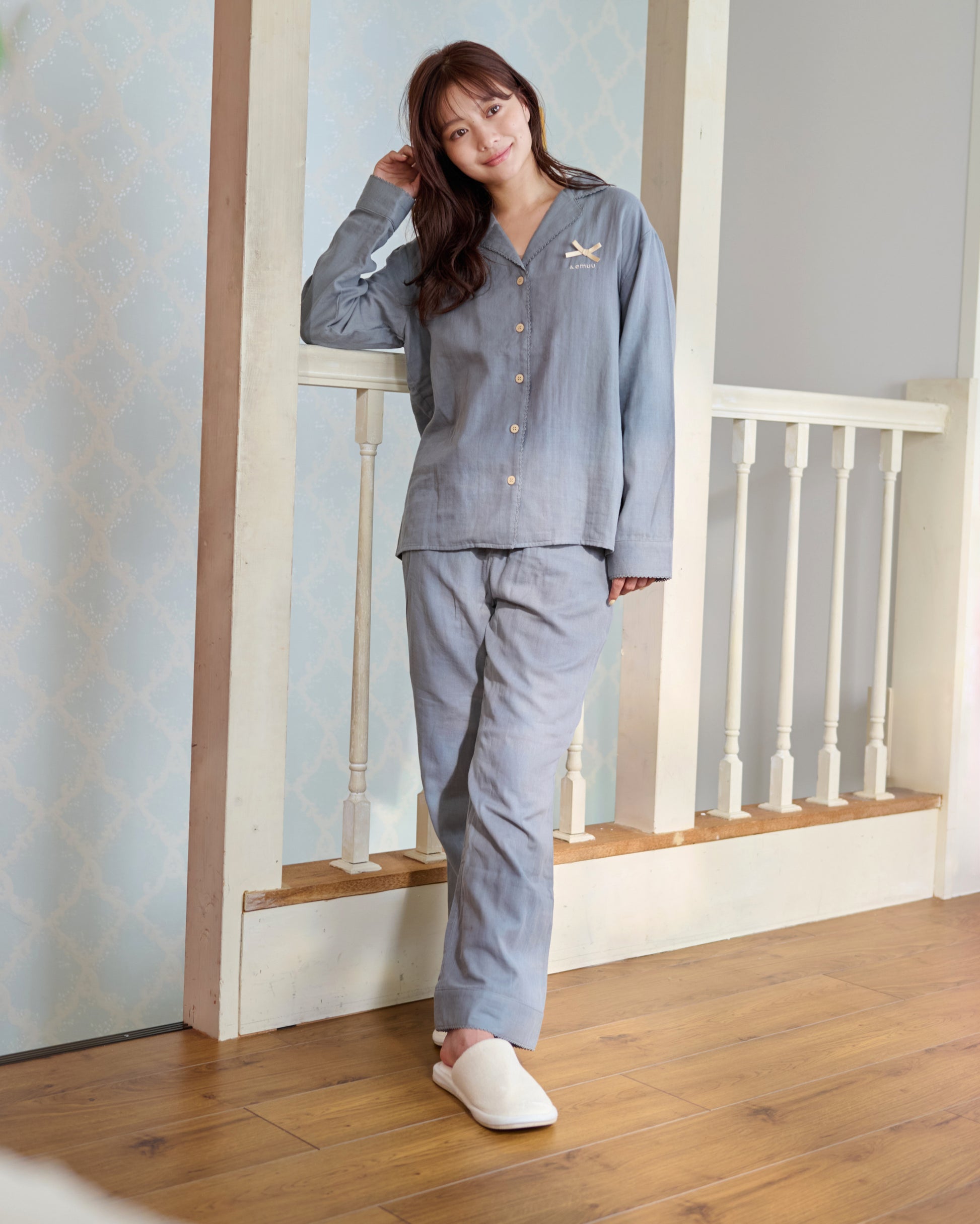long sleeve cotton pajamas〈12月中旬〜12月下旬お届け〉