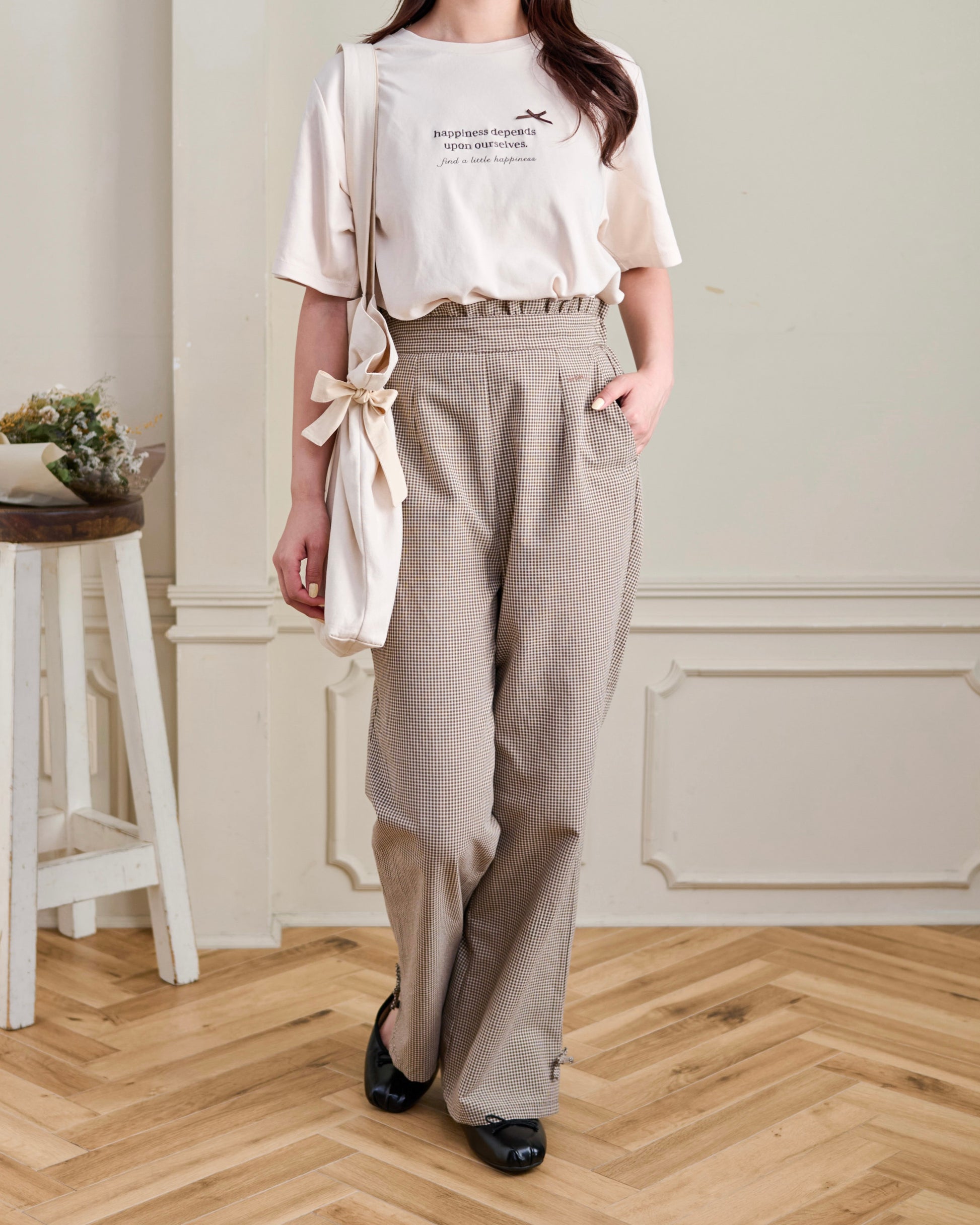 waist frill checked pants〈12月下旬〜1月上旬お届け〉