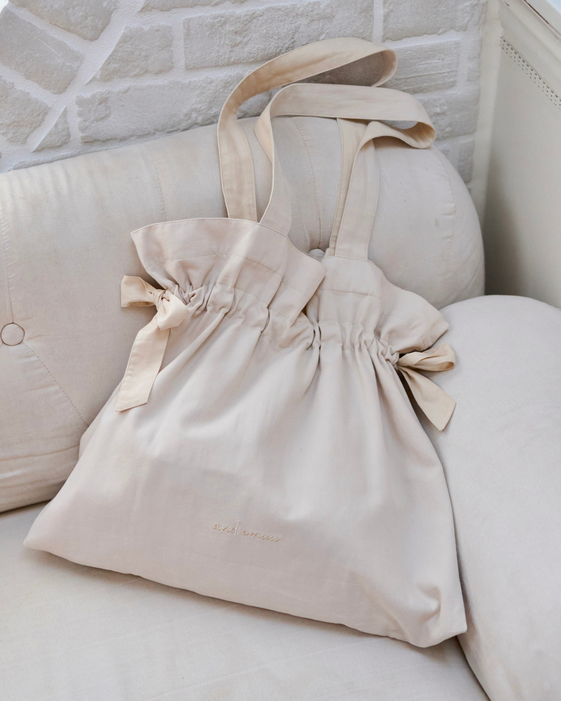 ribbon gather canvas tote bag〈11月中旬〜11月下旬お届け〉