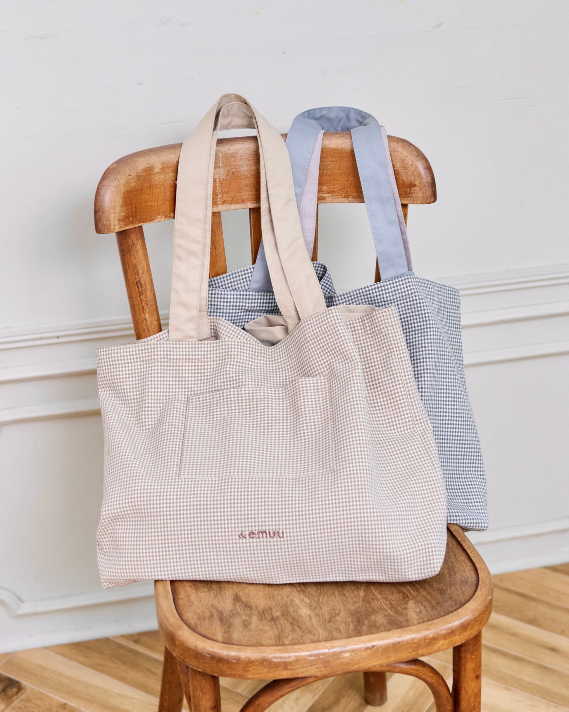checked fabric wide tote bag〈12月上旬〜12月中旬お届け〉