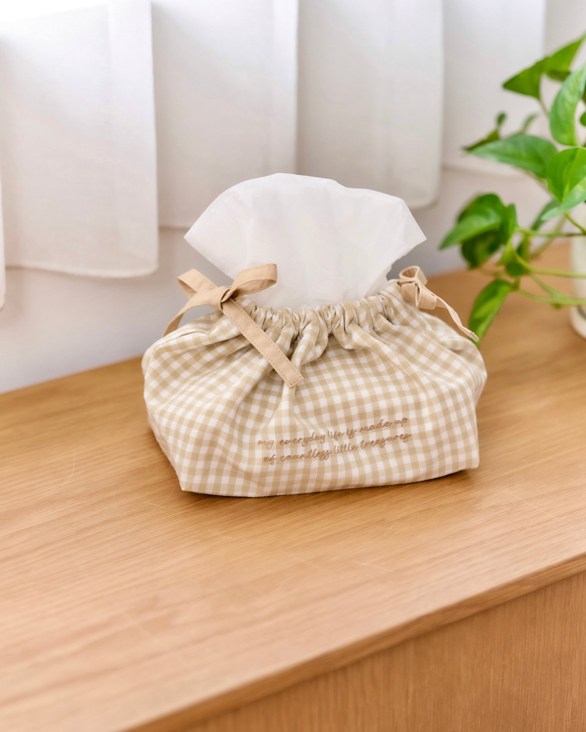 soft gingham drawstring tissue pouch〈4月中旬〜4月下旬お届け〉