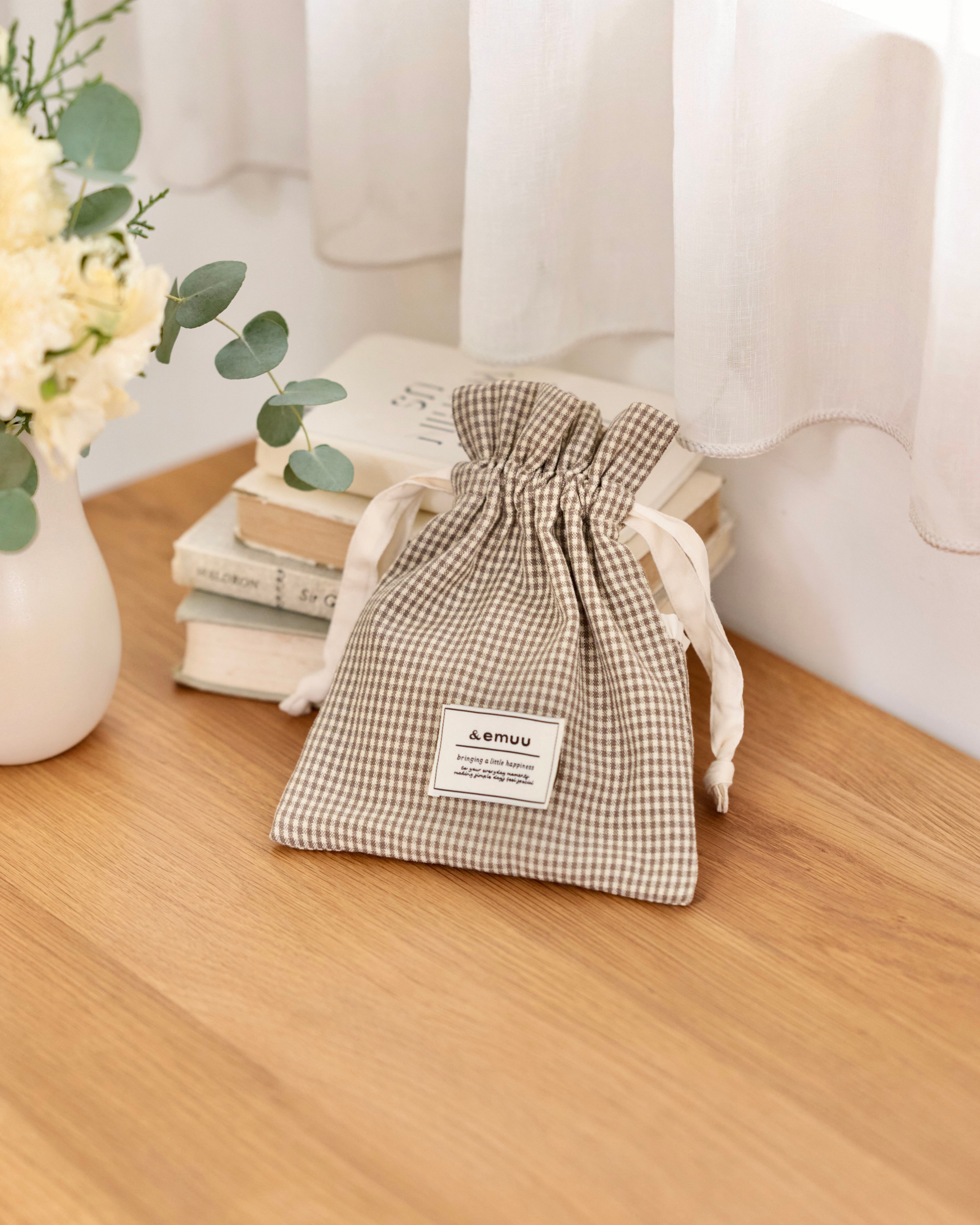 gingham drawstring pouch〈3月下旬〜4月上旬お届け〉