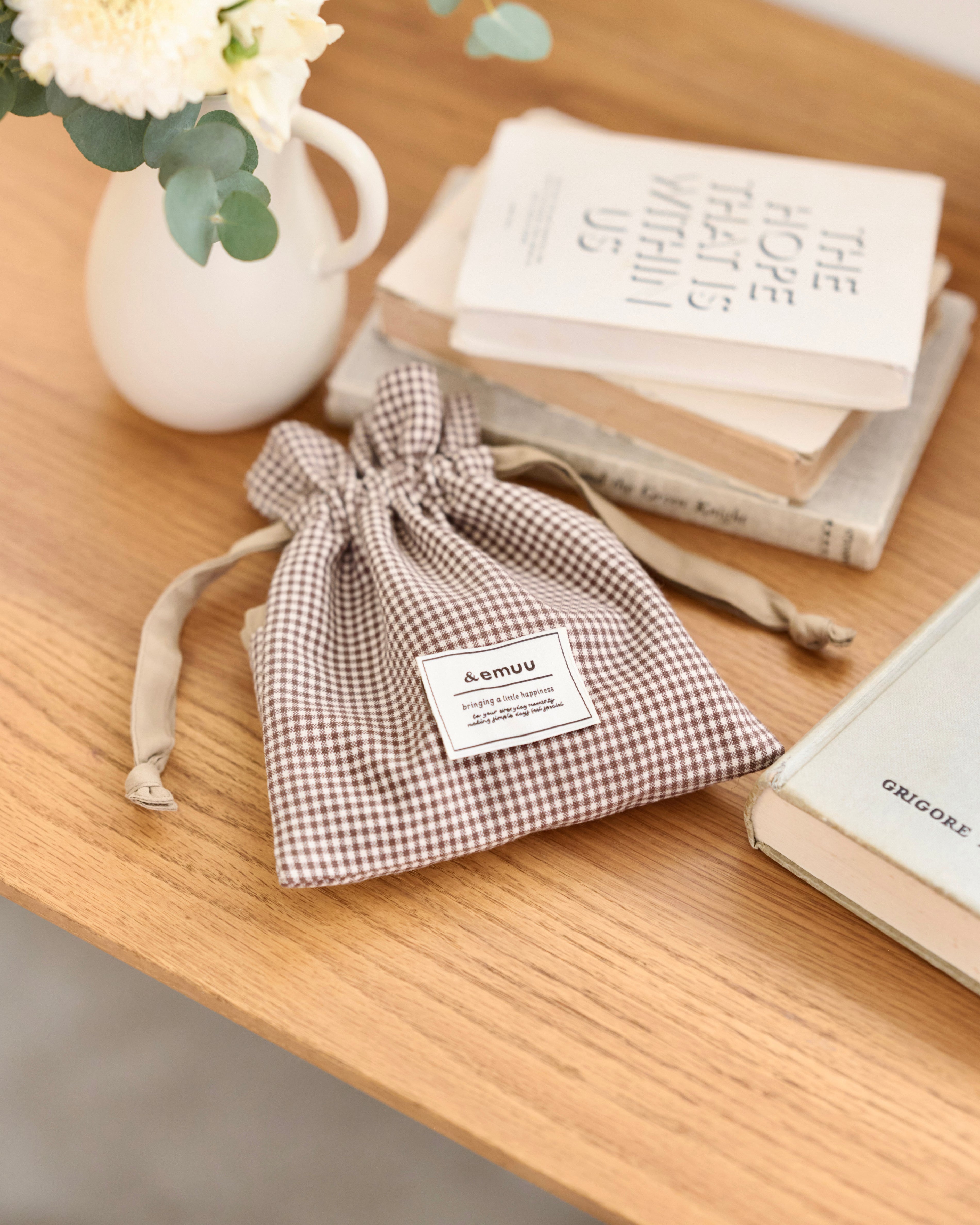 gingham drawstring pouch〈3月下旬〜4月上旬お届け〉