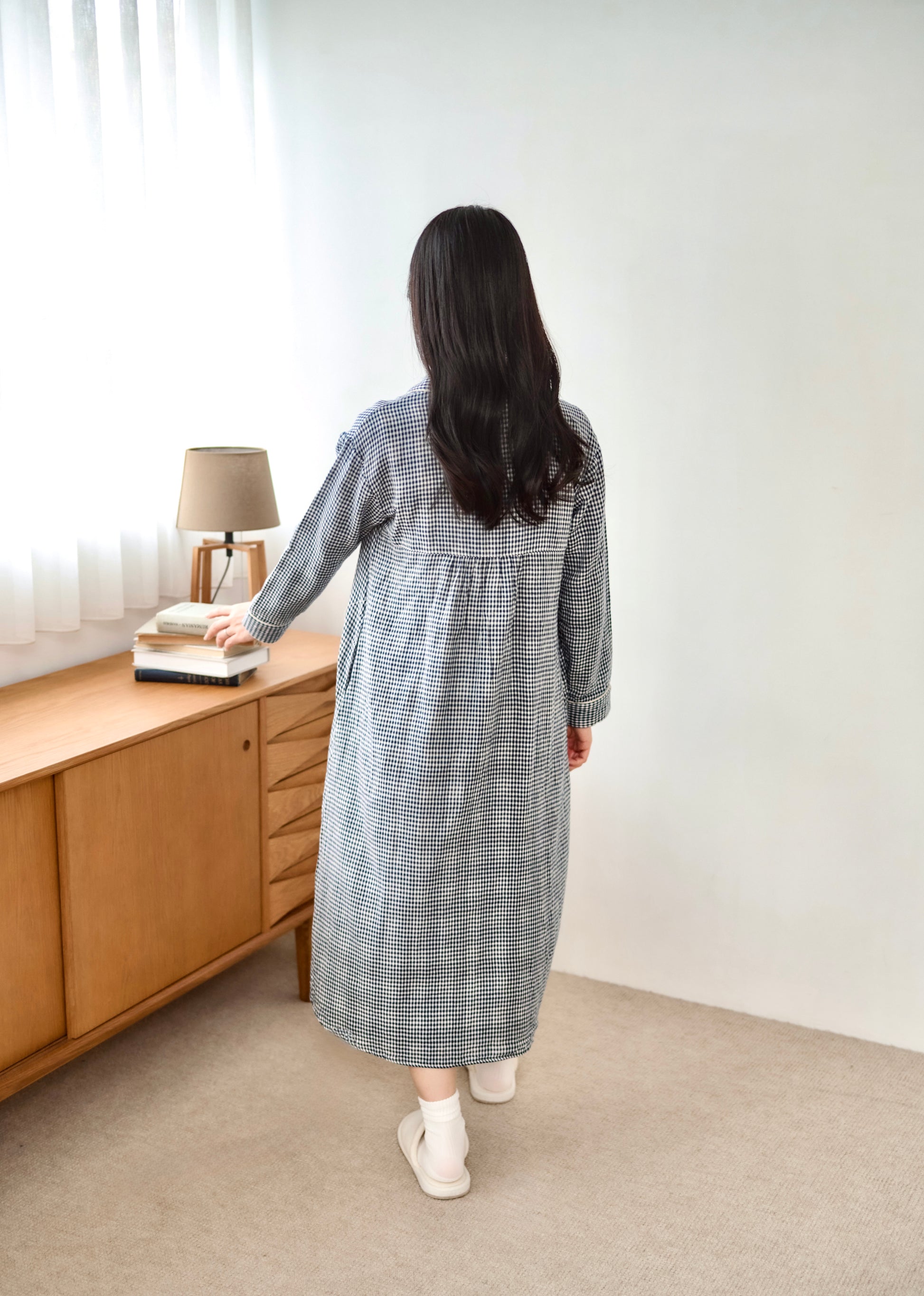 gingham shirt pajama dress〈4月中旬〜4月下旬お届け〉