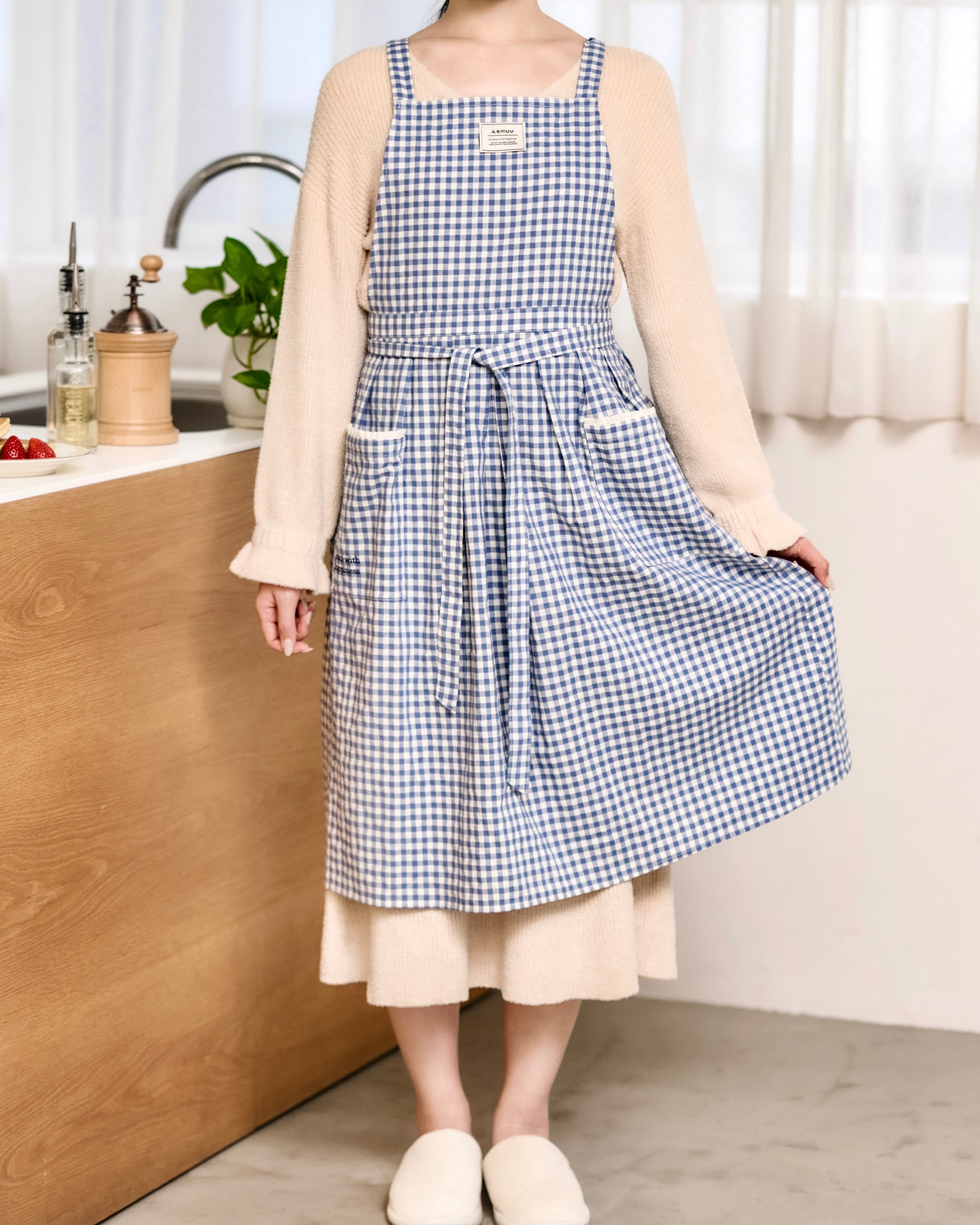 soft gingham apron〈4月中旬〜4月下旬お届け〉