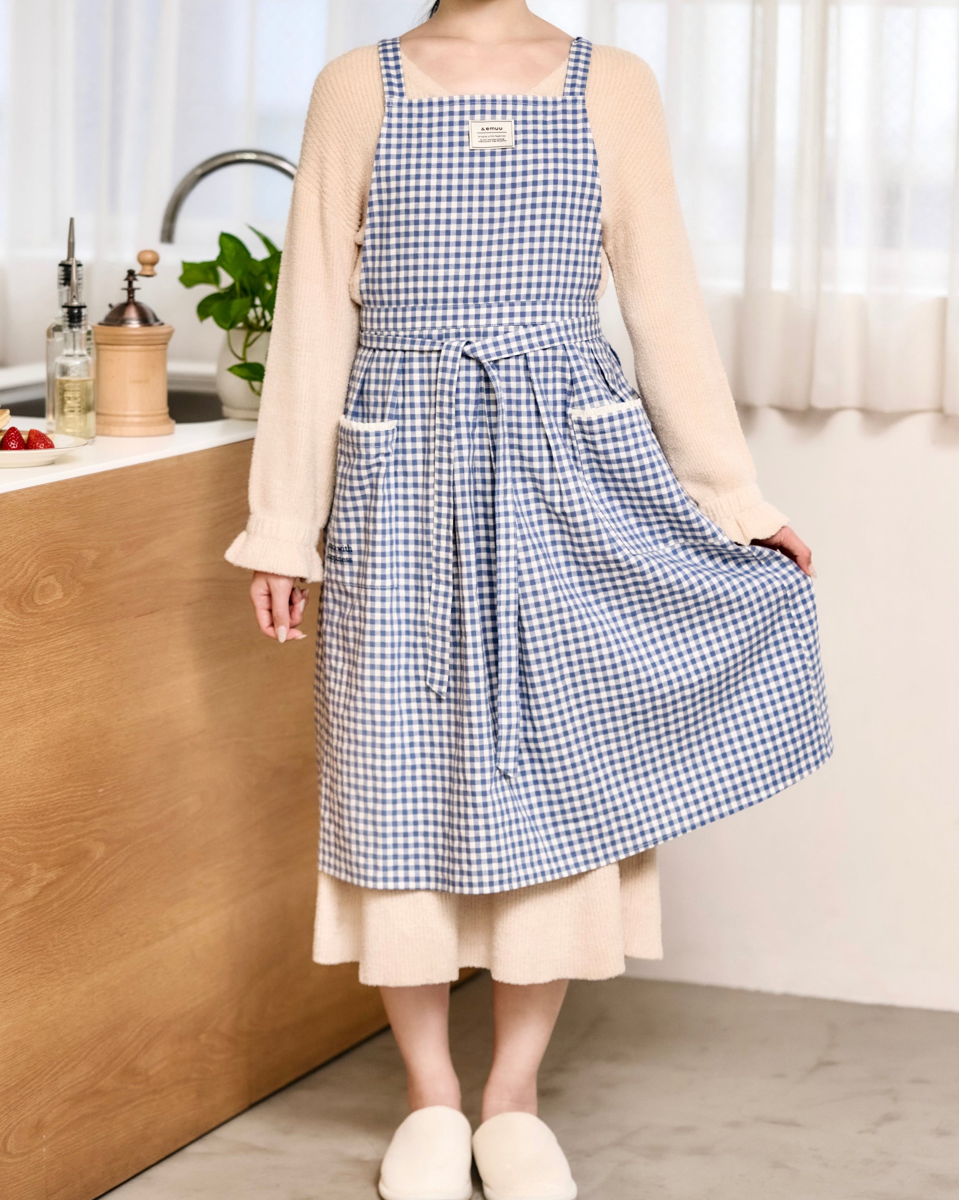 soft gingham apron〈4月中旬〜4月下旬お届け〉