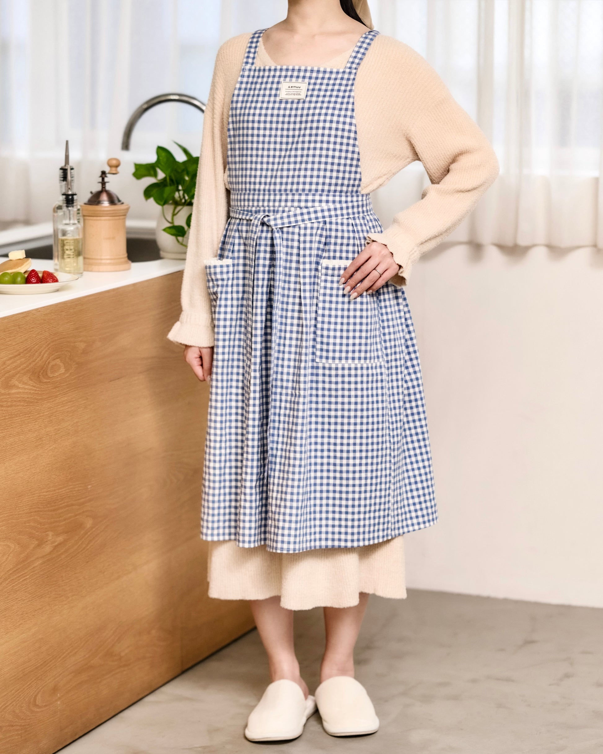 soft gingham apron〈4月中旬〜4月下旬お届け〉