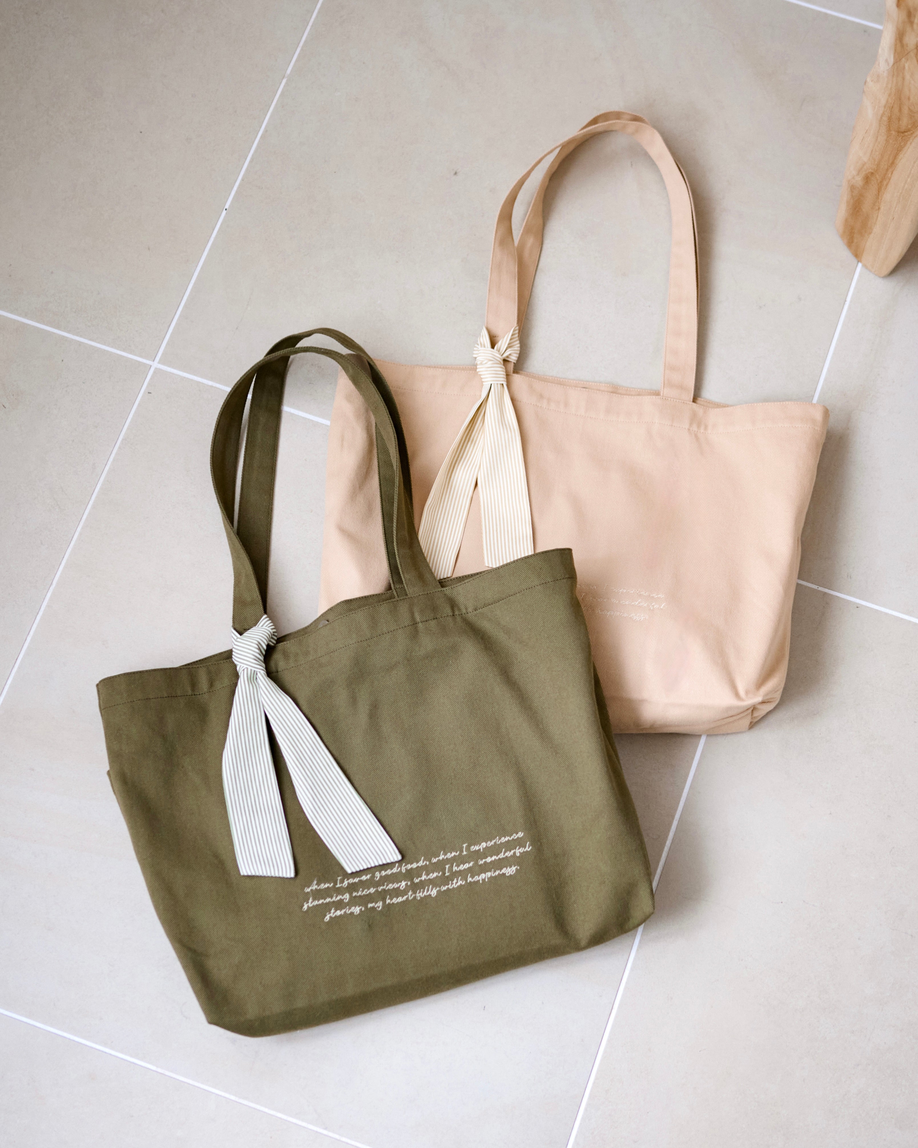 soft striped ribbon wide tote〈7月中旬〜7月下旬発送予定〉