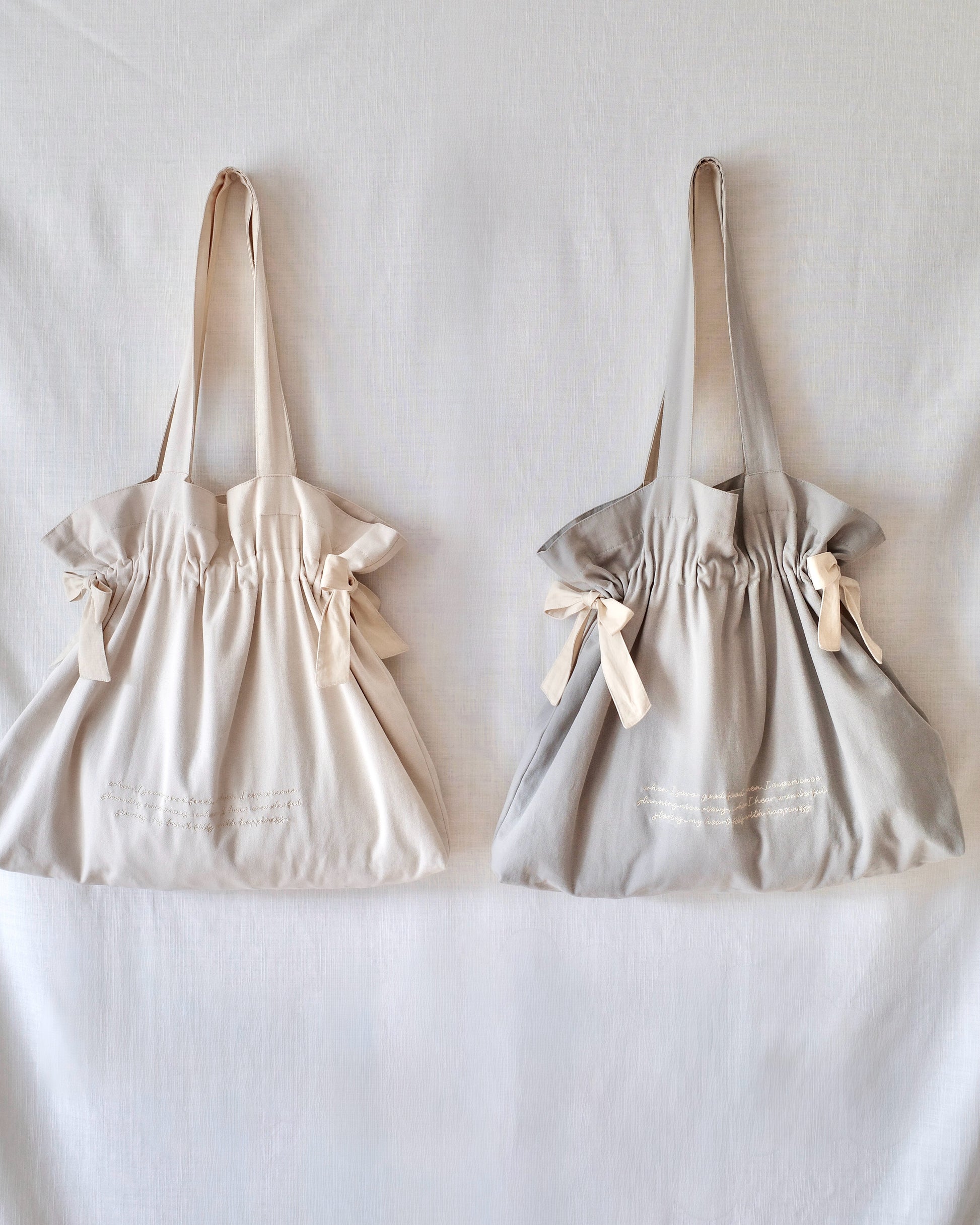 ribbon gather canvas tote bag〈11月中旬〜11月下旬お届け〉