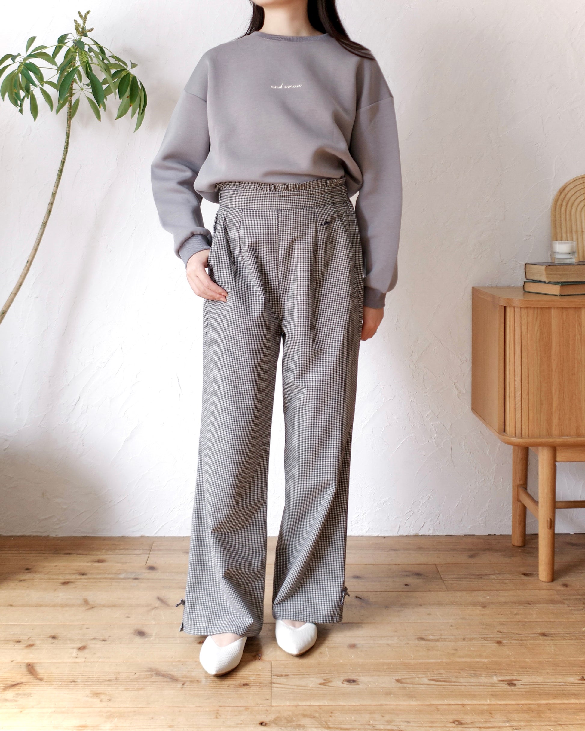 waist frill checked pants〈12月下旬〜1月上旬お届け〉