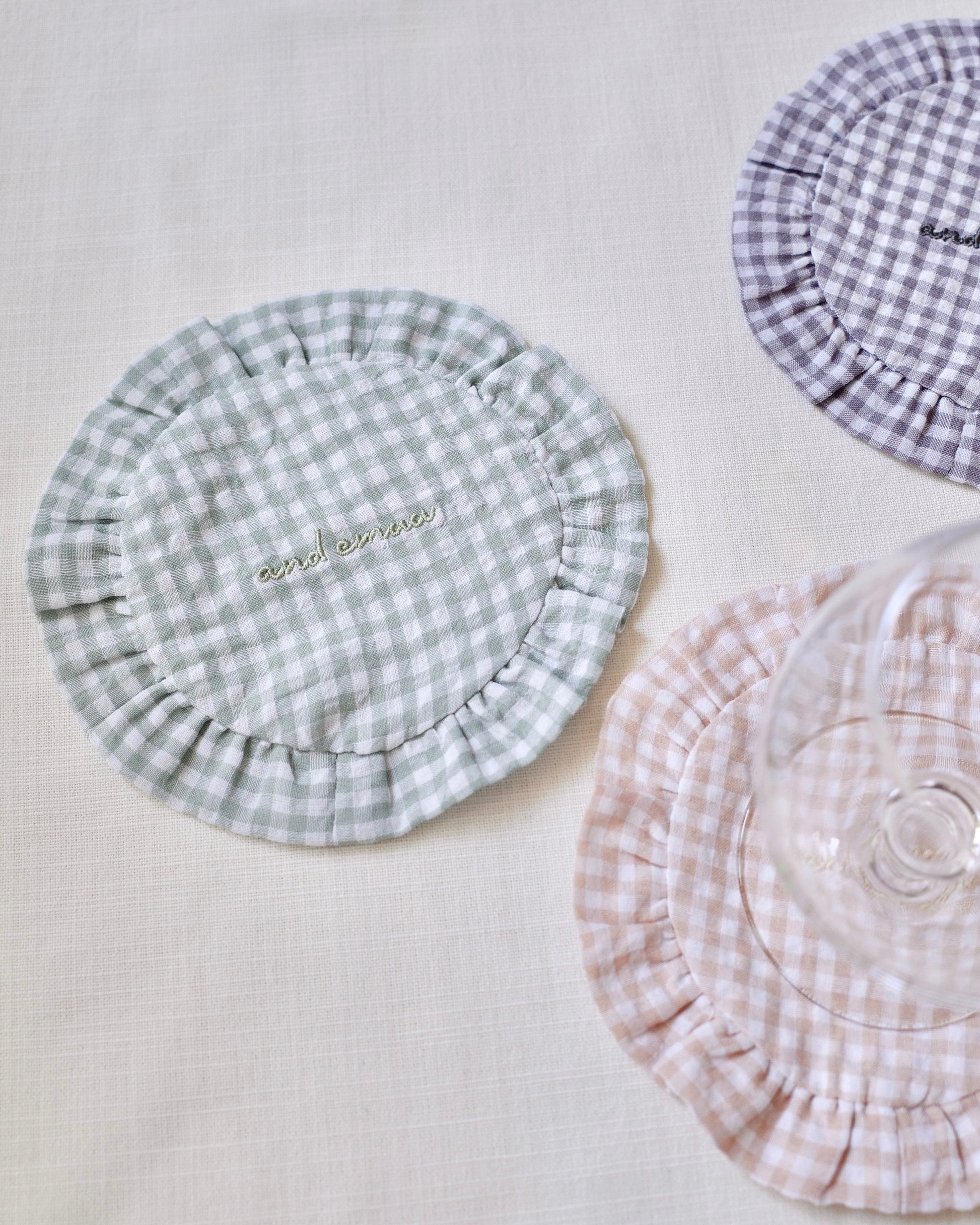 checked fabric coaster〈10月上旬〜10月中旬お届け〉