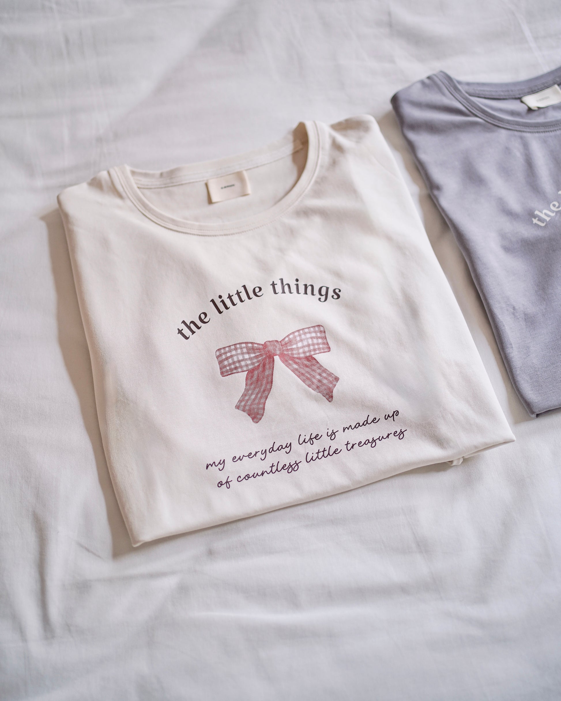 gingham ribbon long sleeve tee〈12月下旬〜1月上旬お届け〉