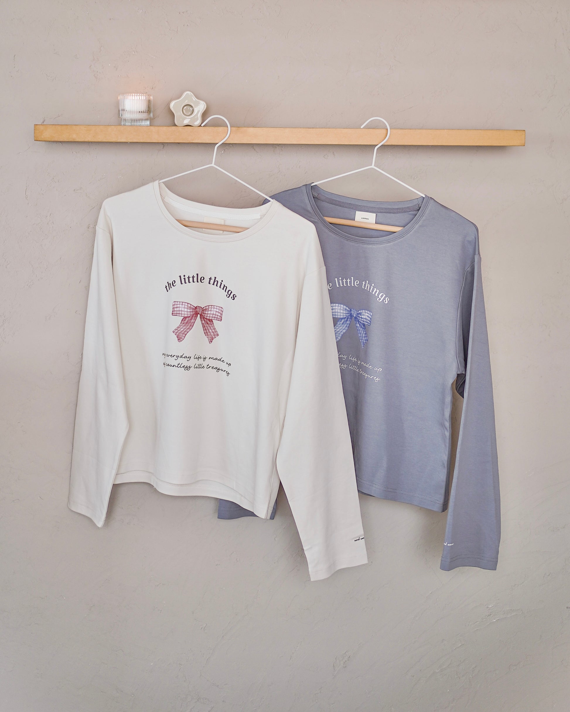 gingham ribbon long sleeve tee〈12月下旬〜1月上旬お届け〉