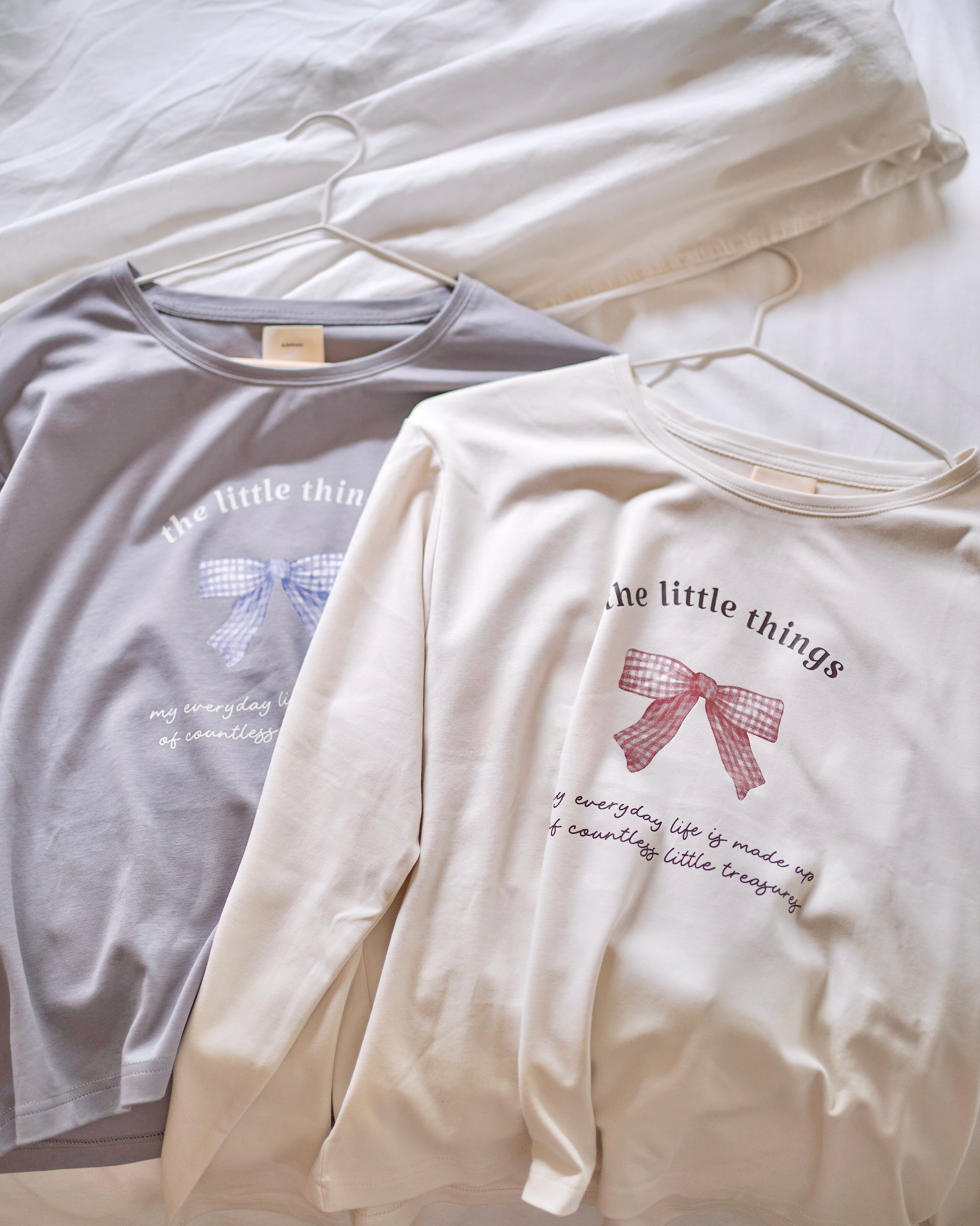 gingham ribbon long sleeve tee〈12月下旬〜1月上旬お届け〉