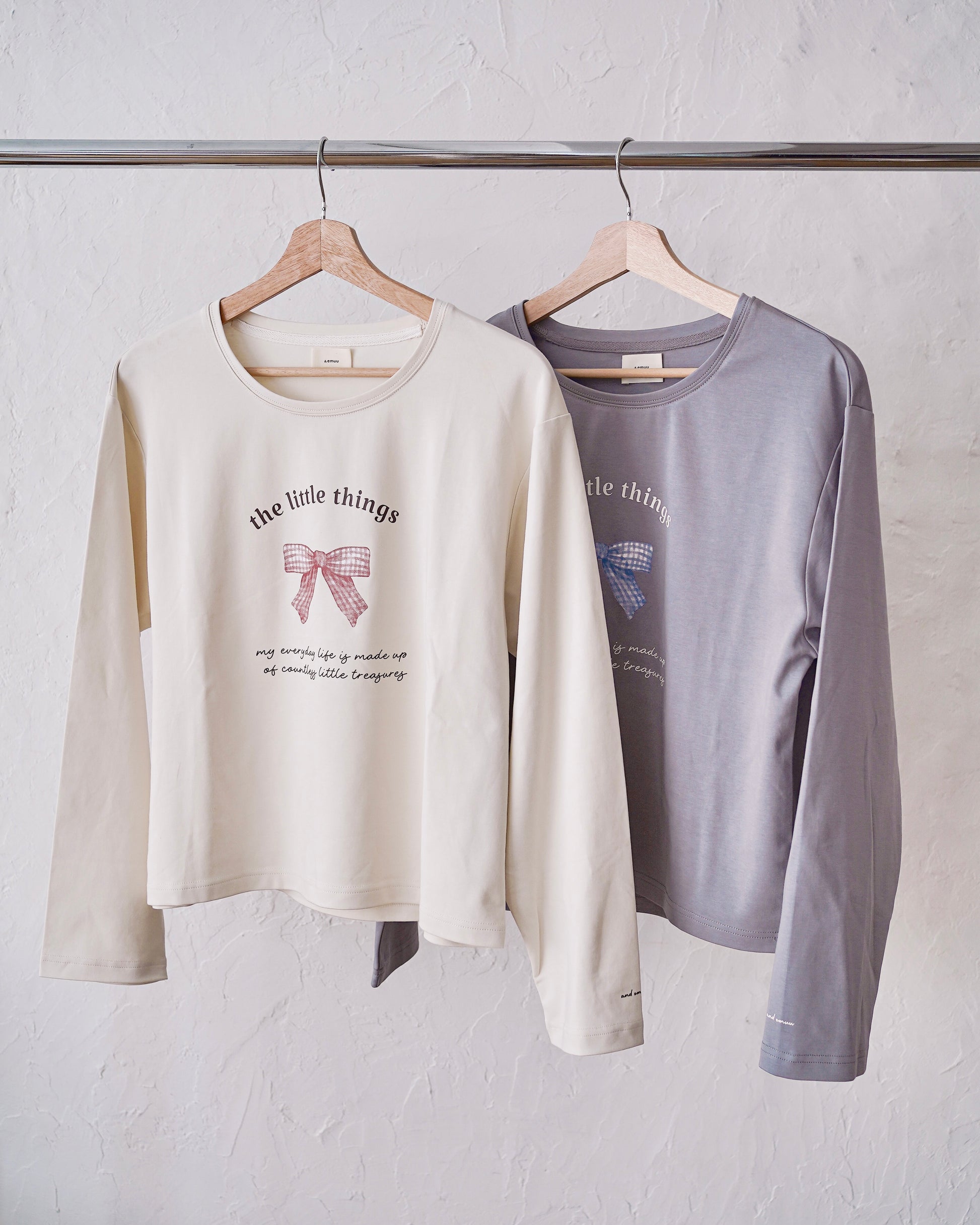 gingham ribbon long sleeve tee〈12月下旬〜1月上旬お届け〉