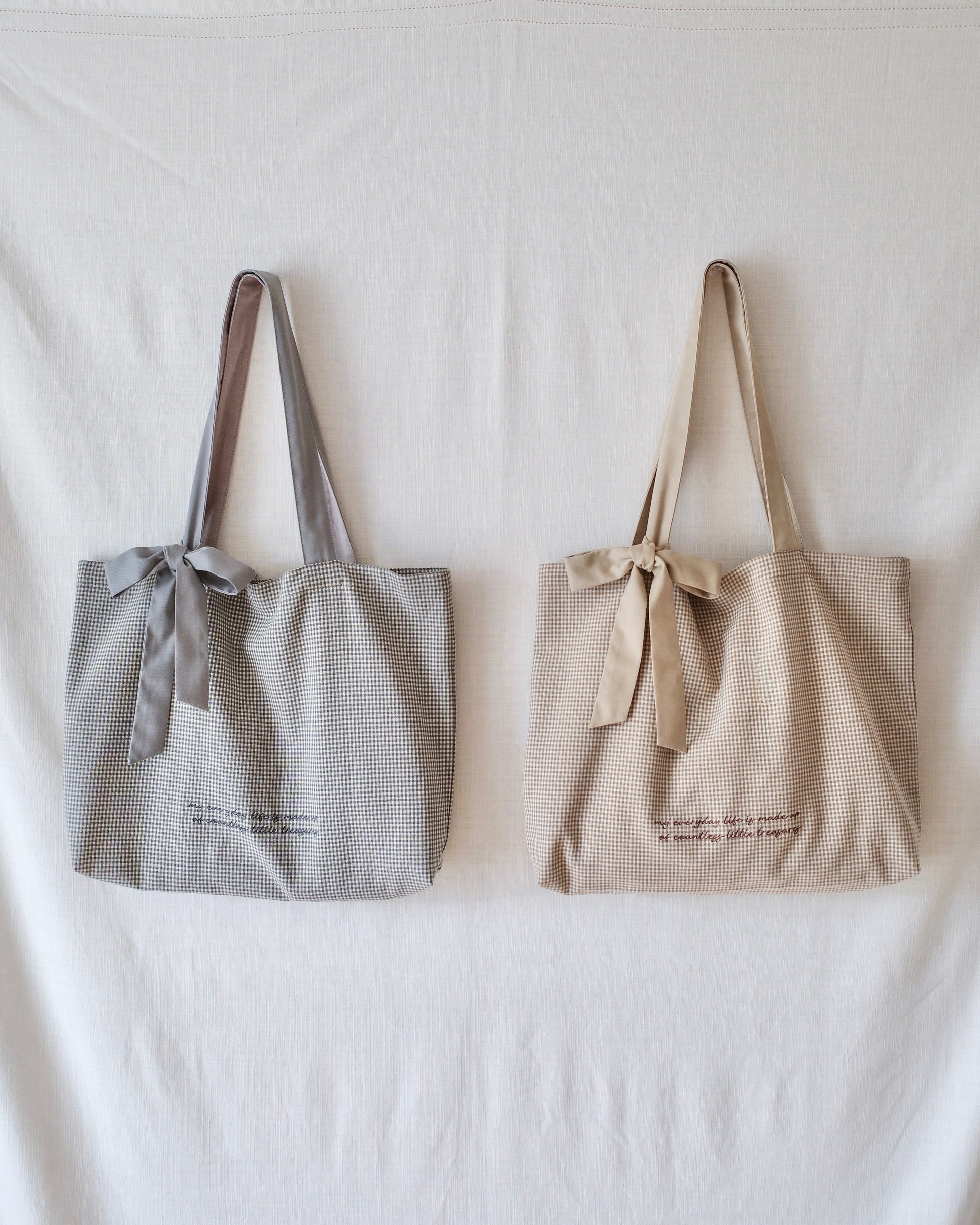checked fabric wide tote bag〈12月上旬〜12月中旬お届け〉