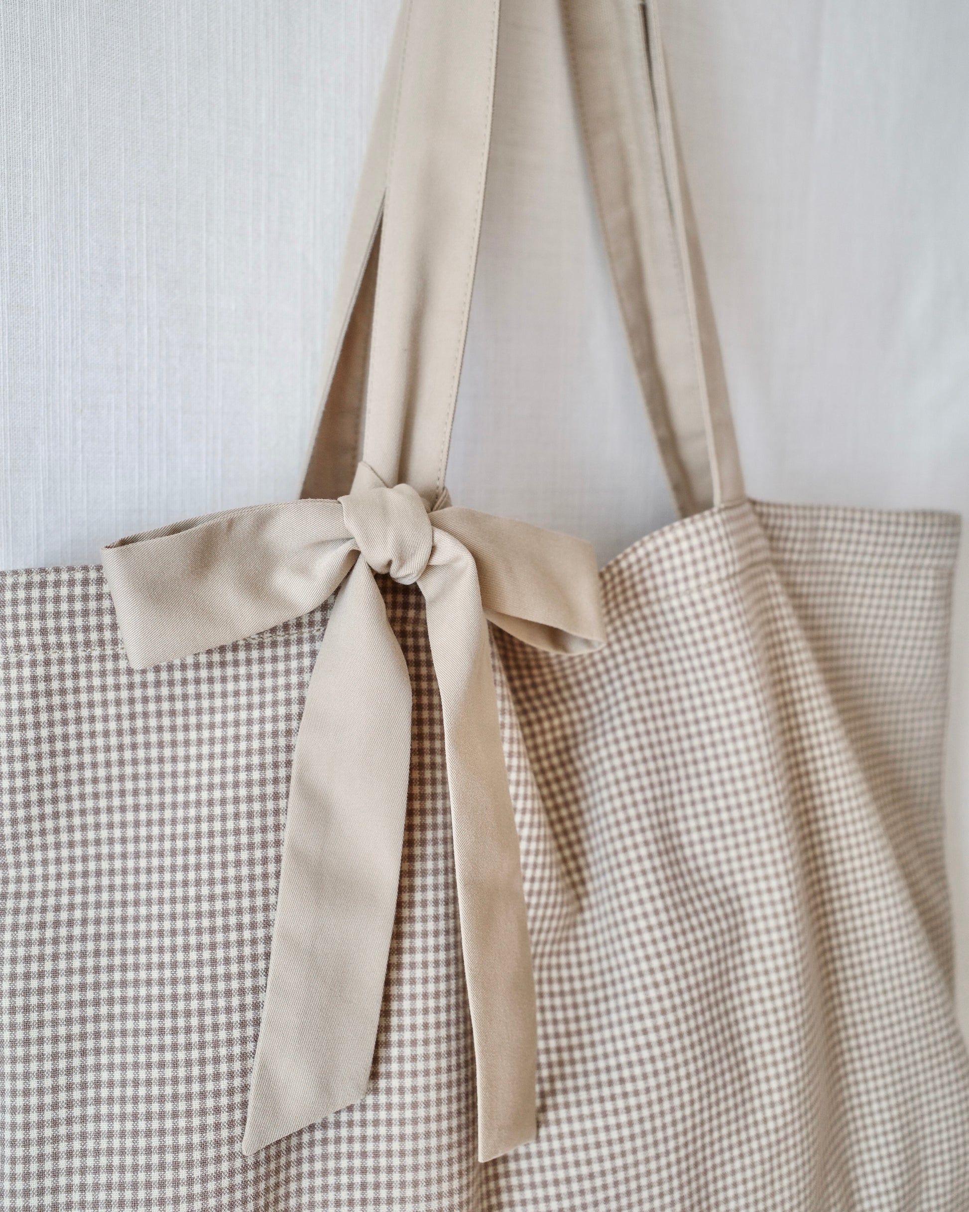 checked fabric wide tote bag〈12月上旬〜12月中旬お届け〉