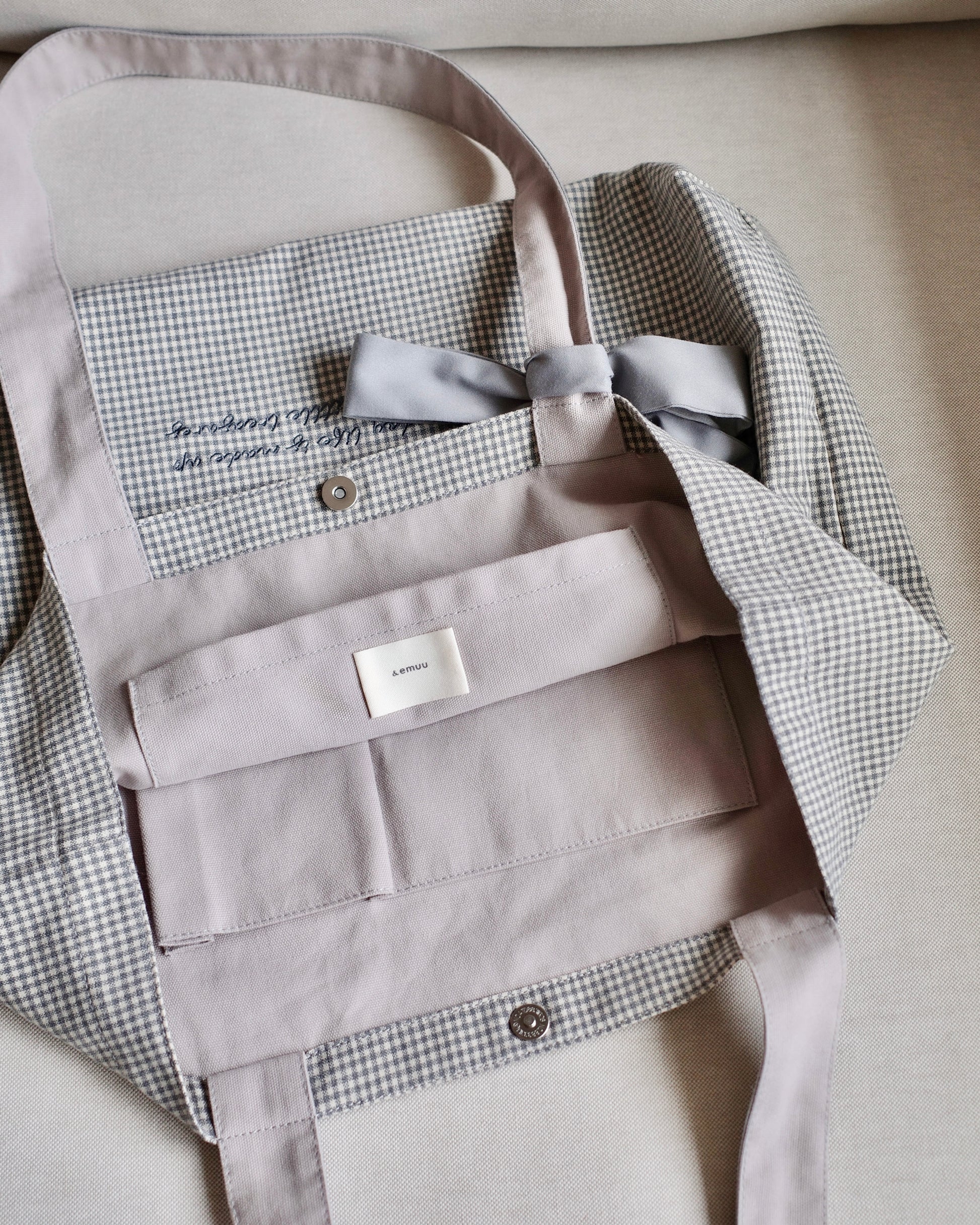checked fabric wide tote bag〈12月上旬〜12月中旬お届け〉