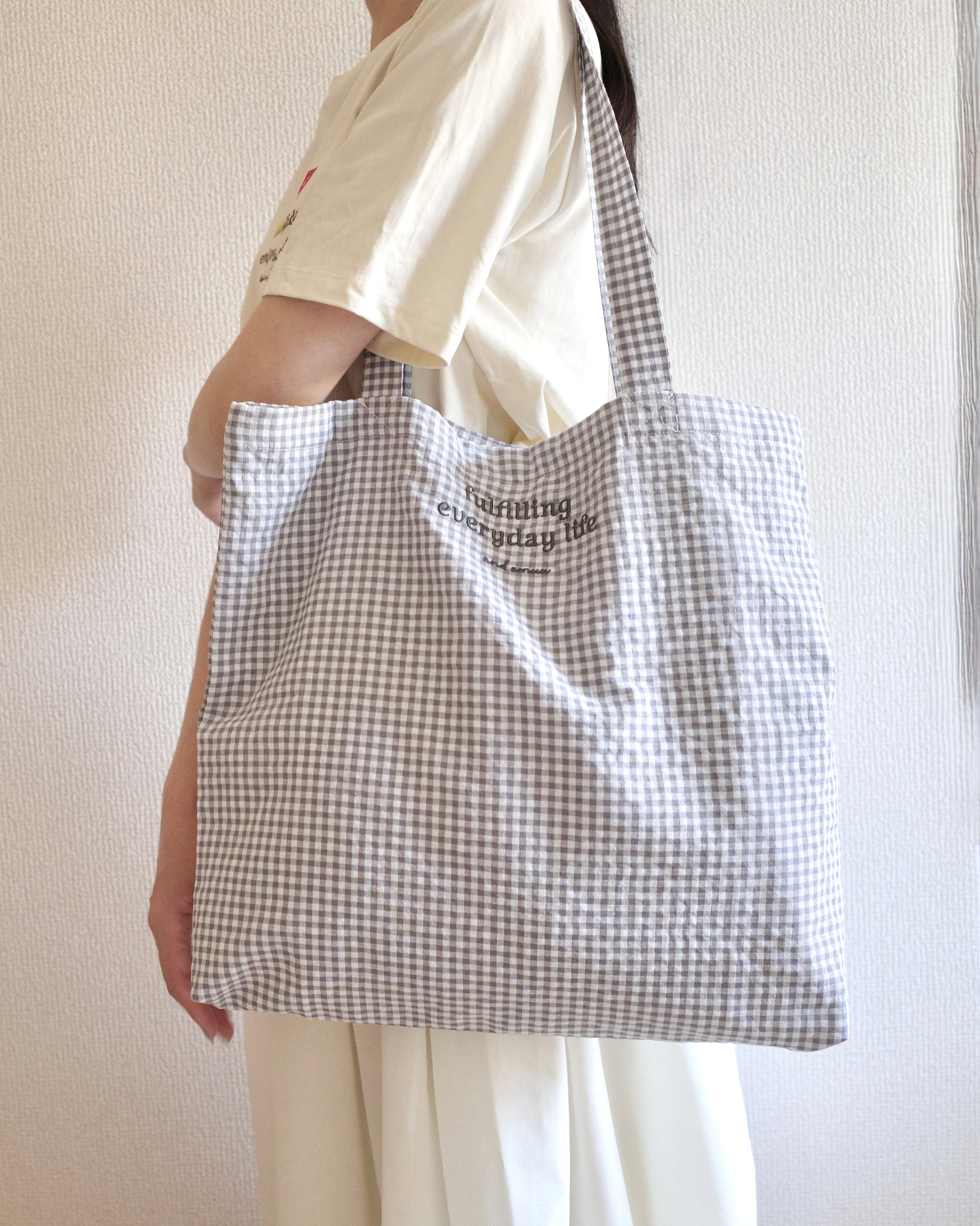 checked fabric eco bag〈10月上旬〜10月中旬お届け〉