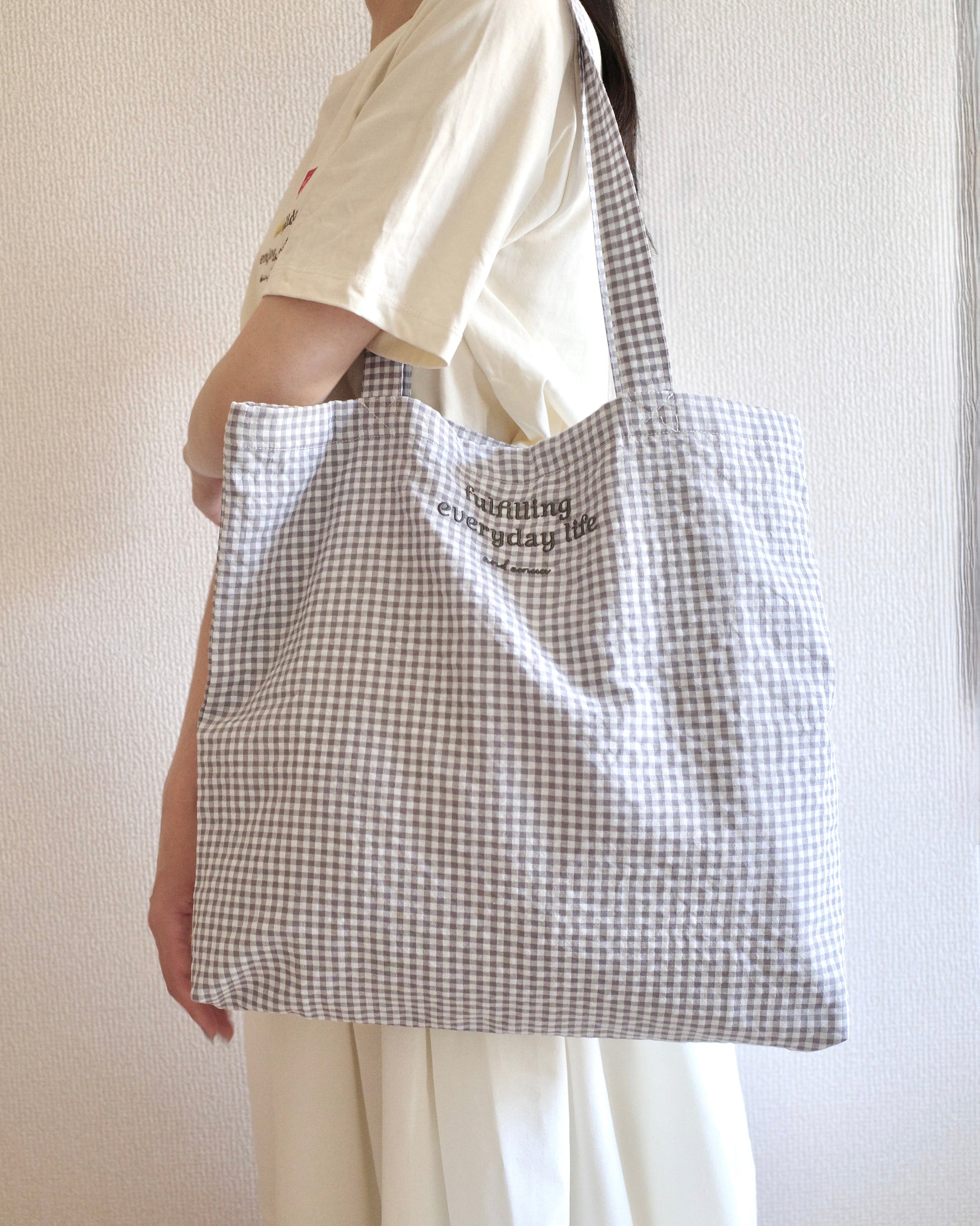 checked fabric eco bag〈10月上旬〜10月中旬お届け〉
