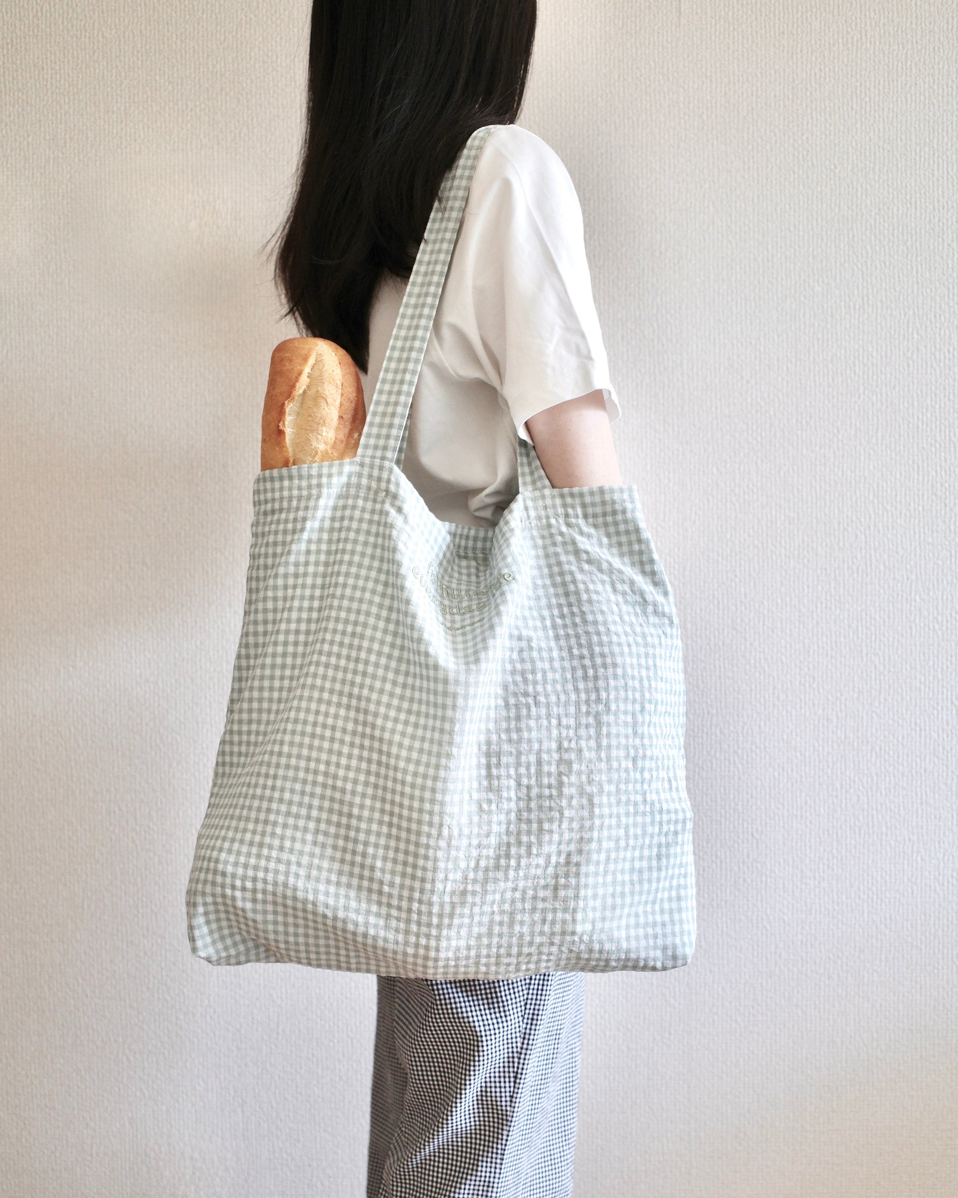 checked fabric eco bag〈10月上旬〜10月中旬お届け〉