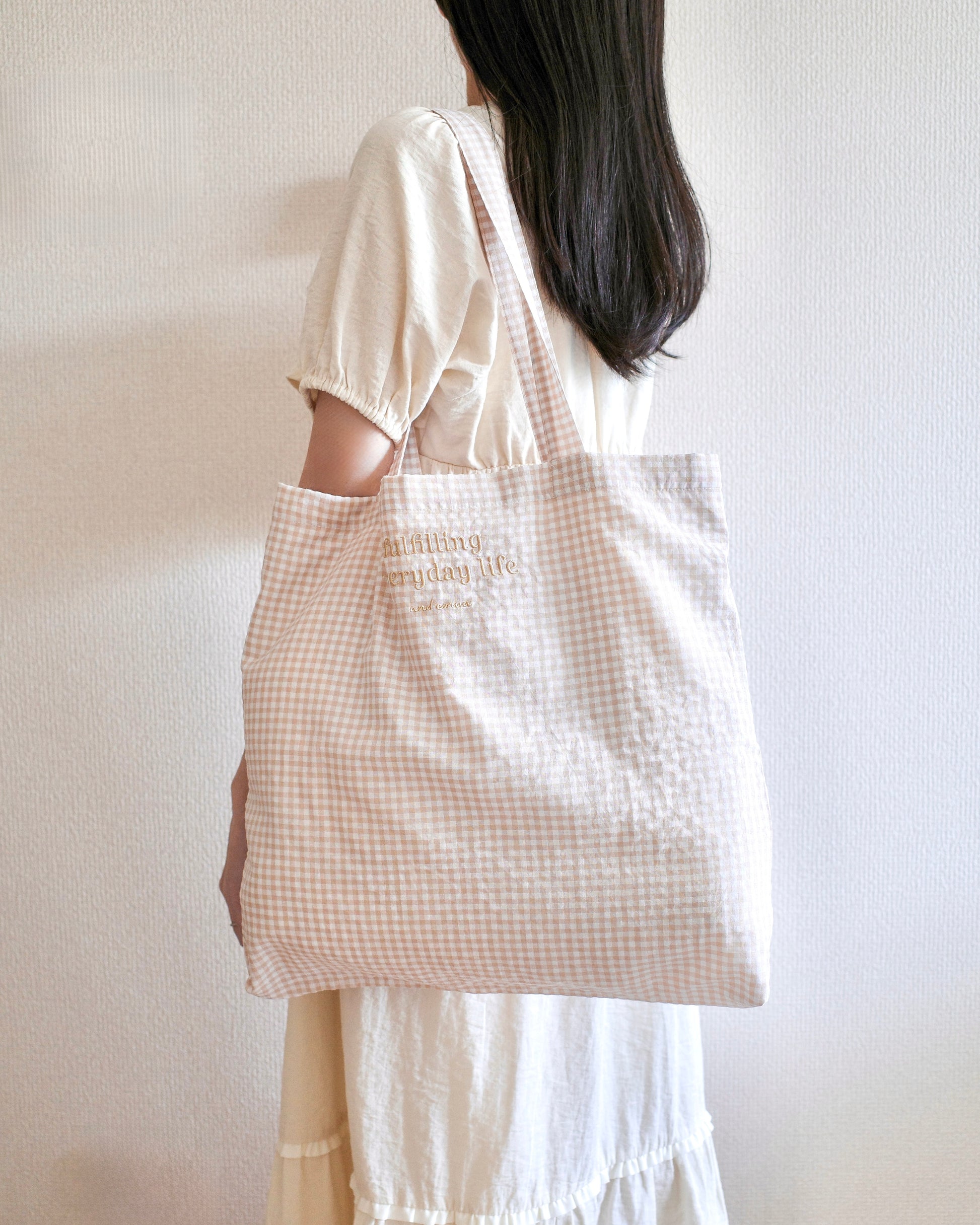 checked fabric eco bag〈10月上旬〜10月中旬お届け〉