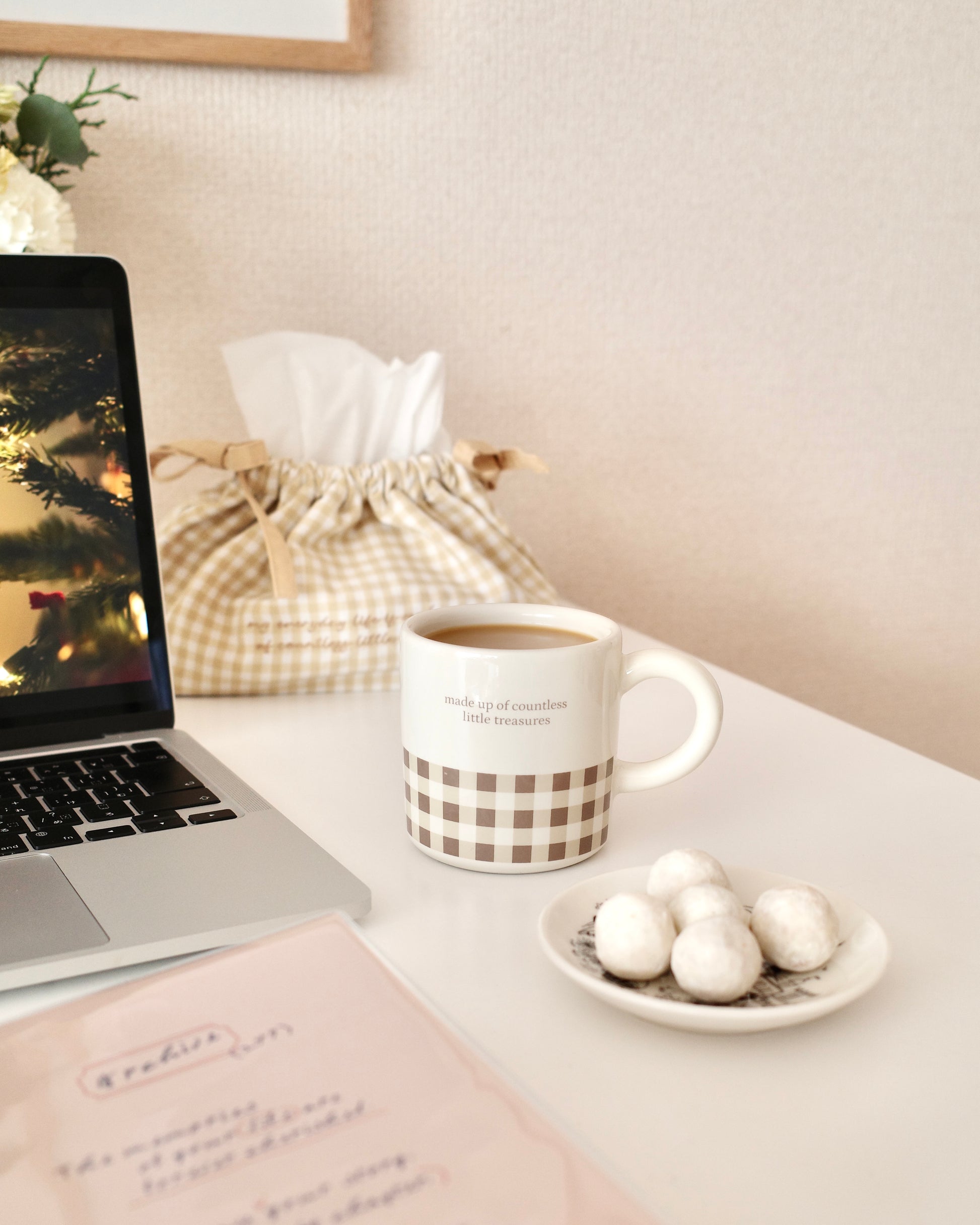 soft gingham drawstring tissue pouch〈4月中旬〜4月下旬お届け〉