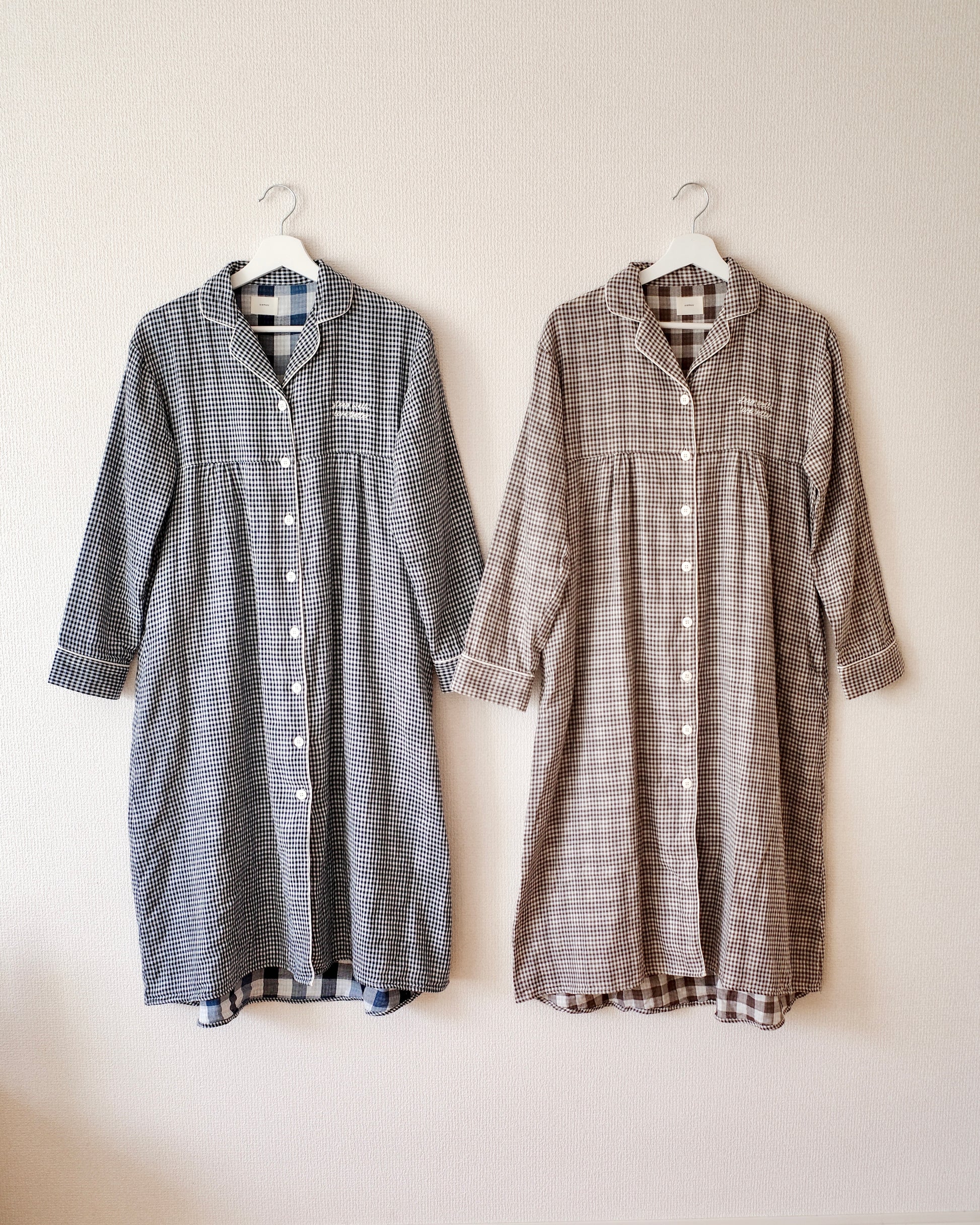 gingham shirt pajama dress〈4月中旬〜4月下旬お届け〉