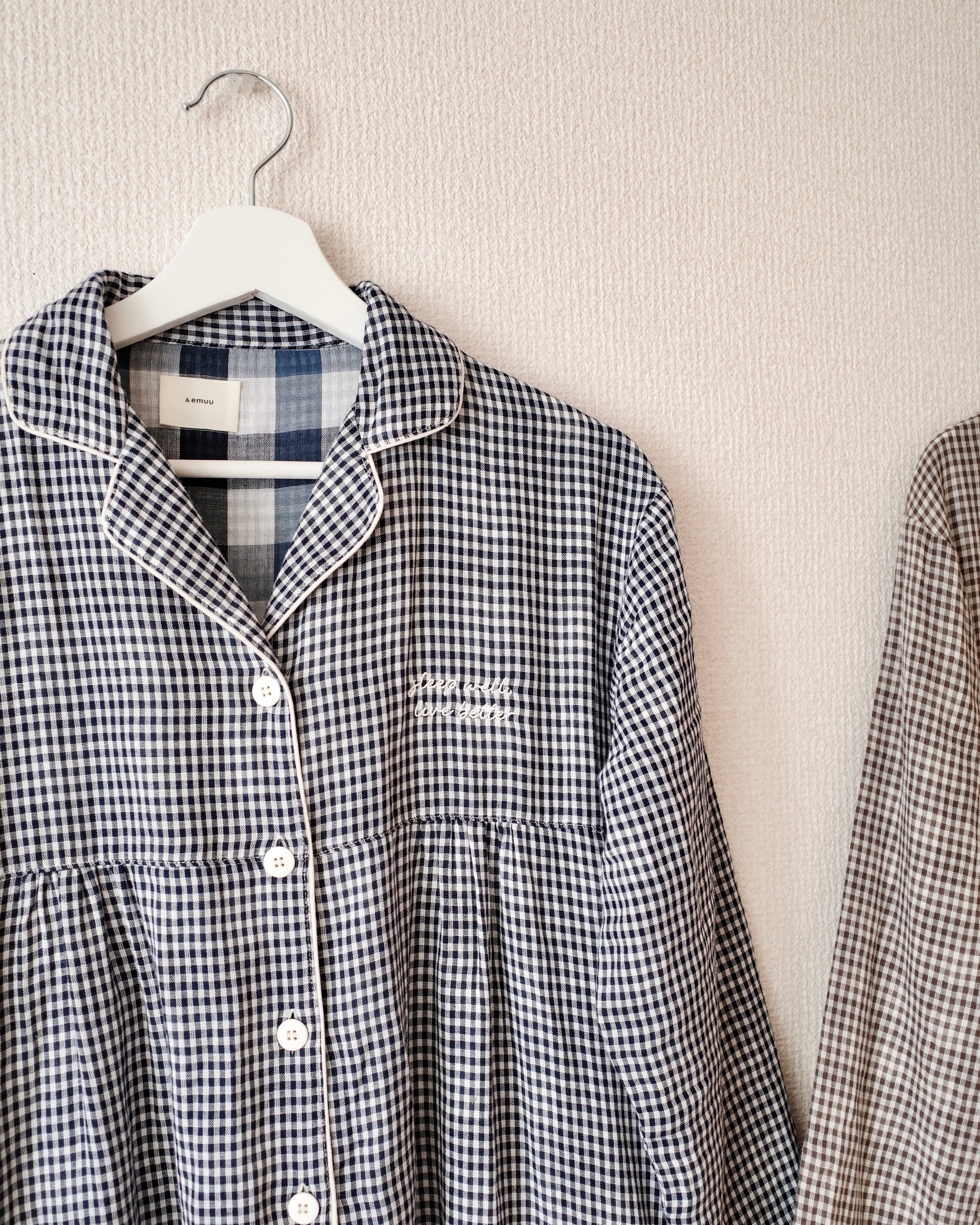 gingham shirt pajama dress〈4月中旬〜4月下旬お届け〉
