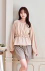 waist frill blouse & checked pants set〈11月下旬〜12月上旬お届け〉