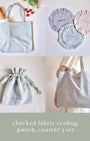 【SET販売】checked fabric eco bag & checked fabric pouch & checked fabric coaster